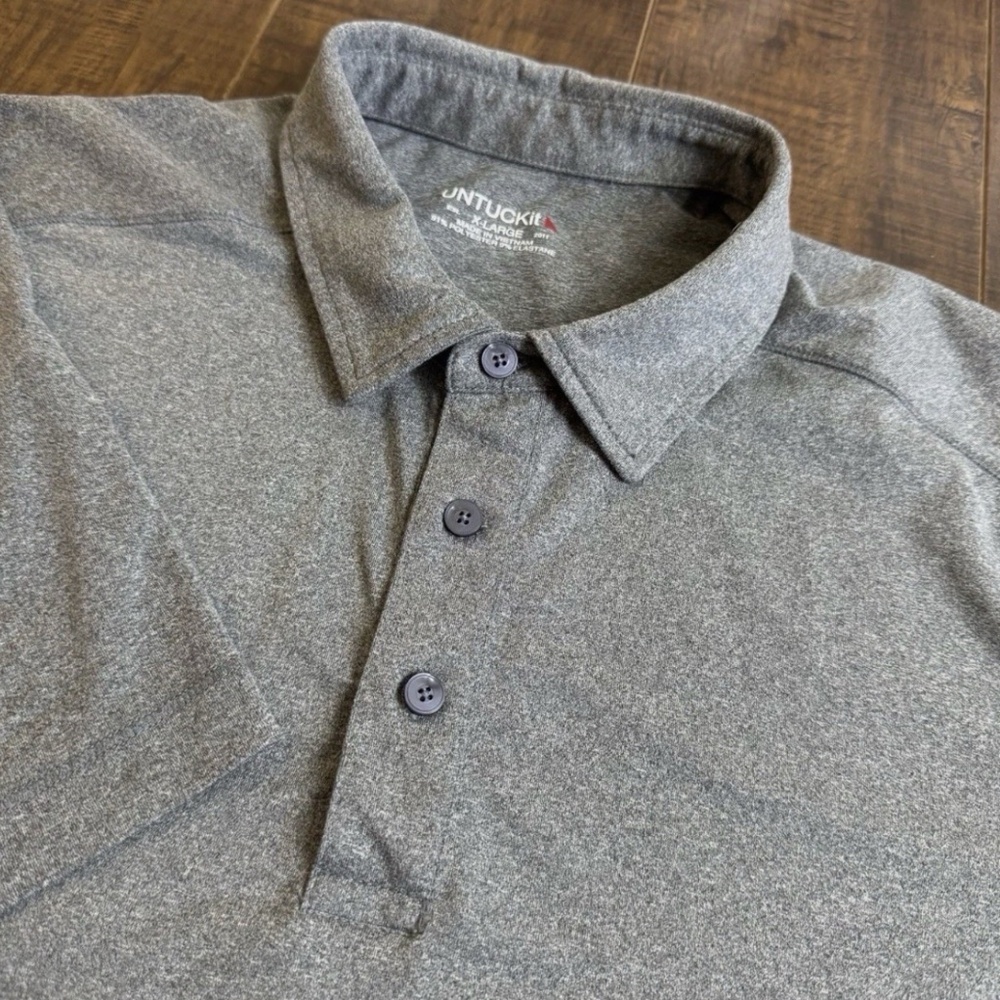 Untuckit Polo Shirt Mens XL Gray Clavidor Stretch Pullover Regular Short Sleeve